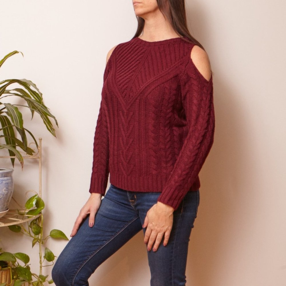 Red Cold Shoulder Sweater